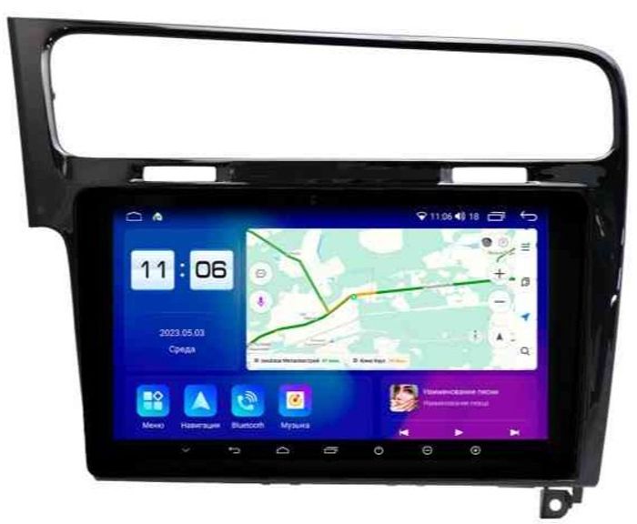 Магнитола для Volkswagen Golf 7 2012-2020 (рамка черный глянец) - Parafar PF257RN2K на Android 13, QLED+2K, ТОП процессор, 4Гб+32Гб, CarPlay, 4G SIM-слот
