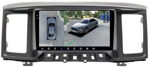 Магнитола для Nissan Pathfinder R52 2014-2017 (поддержка Bose, рамка тип 2) - FarCar BX9-360-9678F2 монитор 9.5" 2K QLED на Android 13, 6Гб+128Гб, CarPlay, 4G SIM-слот, 4 камеры в комплекте