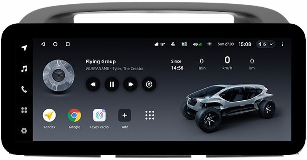 Магнитола для Toyota Camry 30 2001-2006 (рамка графитовая) - Teyes LUX ONE ROUND монитор 12.3" 2K QLED на Android 10, CarPlay, 4G SIM-слот