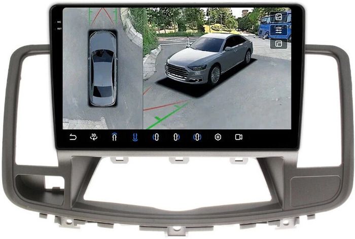 Магнитола для Nissan Teana J32 2008-2013 (ШГУ монохром) - FarCar BX1076M-A-360 монитор 10.36" 2K QLED на Android 13, Быстрая, CarPlay, 4G SIM-слот, 4 камеры в комплекте