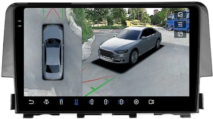 Магнитола для Honda Civic 10 2015-2021 - FarCar BX3232M-360 монитор 9.5" 2K QLED на Android 13, 6Гб+128Гб, CarPlay, 4G SIM-слот, 4 камеры в комплекте