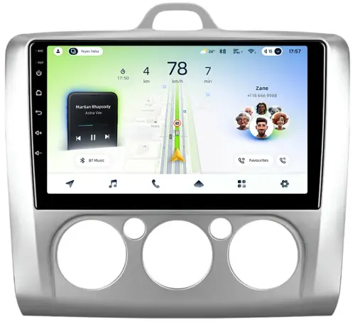 Магнитола для Ford Focus 2 2004-2011 (кондиционер) - Teyes CC4L монитор 9" IPS на Android 14, Быстрая, Snapdragon 662, CarPlay, 4G SIM-слот