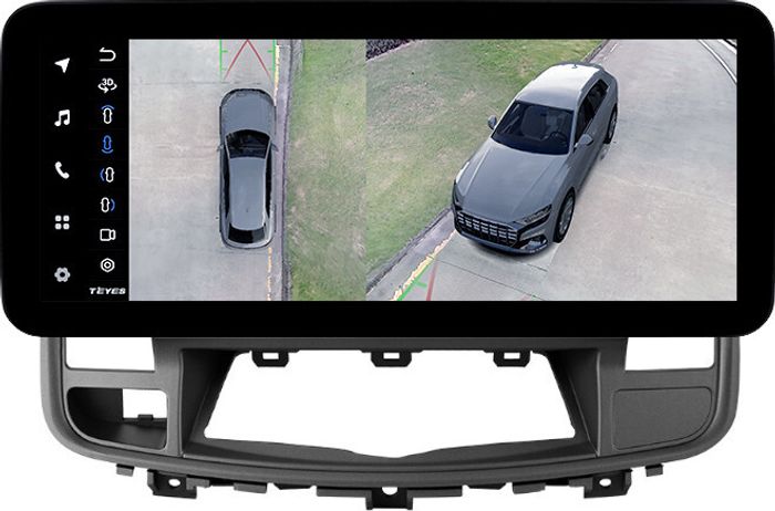 Магнитола для Nissan Teana J32 2008-2013 (ШГУ монохром, рамка 10) - Teyes LUX ONE 360 монитор 12.3" 2K QLED на Android 10, 6+128Гб, CarPlay, 4G SIM-слот, 4 камеры в комплекте