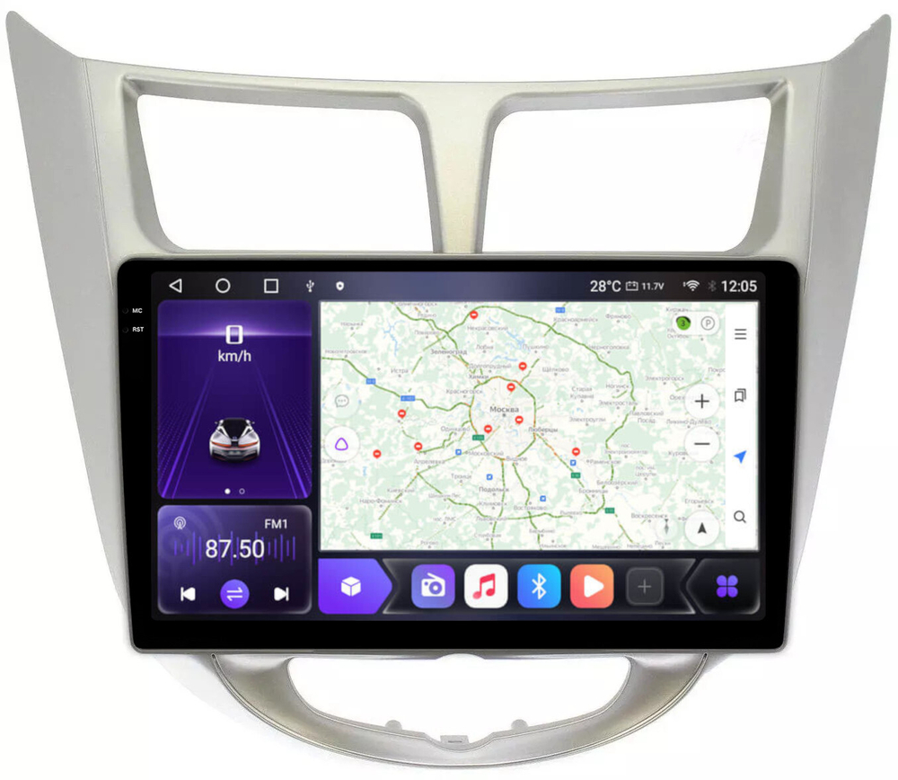 Магнитола для Hyundai Solaris 2010-2016 - Kuberg OL-9707 QLed+2K, Android 12, TS10, CarPlay, 4G SIM-слот