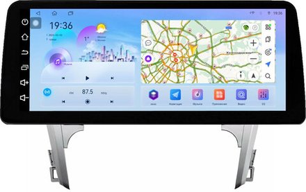 Магнитола для Toyota Camry 50 2011-2014 (рамка серебро 10) - FarCar монитор 12.3" 2K QLED на Android 14, TS10, CarPlay, 4G SIM-слот