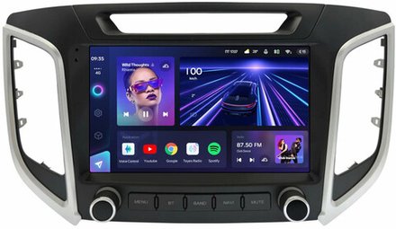 Магнитола для Hyundai Creta 1 2016-2021 (без штатной КЗВ, рамка с крутилками) - Teyes CC3L монитор 9" IPS на Android 10, 8-ядер, CarPlay, 4G SIM-слот