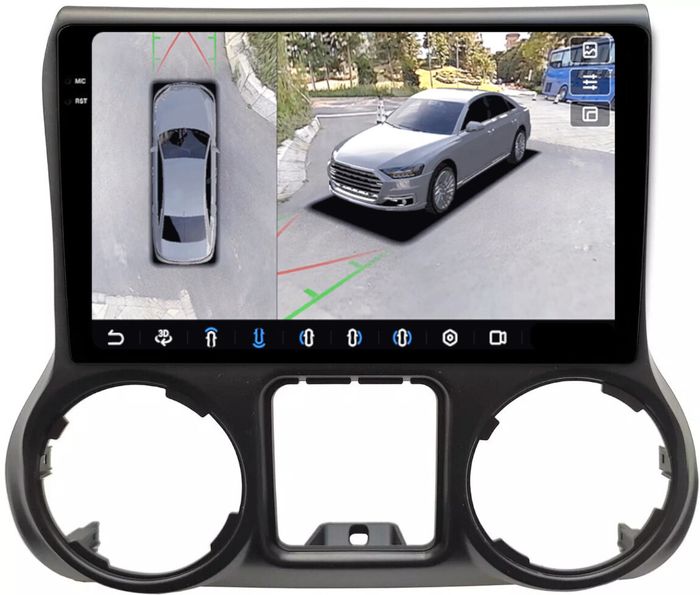 Магнитола для Jeep Wrangler 3 2014-2018 - FarCar BX10-360-9566 монитор 10.36" 2K QLED на Android 13, 6Гб+128Гб, CarPlay, 4G SIM-слот, 4 камеры в комплекте