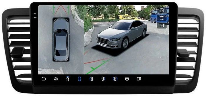 Магнитола для Subaru Legacy 4, Outback 3 2003-2009 (левый руль) - FarCar BX3069M-360 монитор 9.5" 2K QLED на Android 13, Быстрая, CarPlay, 4G SIM-слот, 4 камеры в комплекте