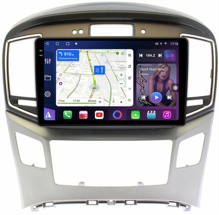 Магнитола для Hyundai H1, Grand Starex 2015-2022 (ШГУ монохром, авто с часами) - FarCar BM9-2K-7000F3 монитор 9.5" 2K QLED на Android 14, TS10, 4+32Гб, CarPlay, 4G SIM-слот