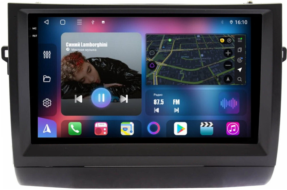 Магнитола для Toyota Prius 20 2003-2011 (вниз, авто без JBL) - FarCar 9613F1L монитор 9.5" QLED на Android 14, TS18, CarPlay, 4G SIM-слот