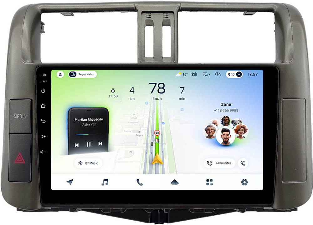 Магнитола для Toyota Land Cruiser Prado 150 2009-2013 (взамен 7" навигации) - Teyes CC4L монитор 9" IPS на Android 14, Snapdragon 662, CarPlay, 4G SIM-слот