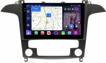 Магнитола для Ford S-Max, Galaxy 2 2006-2015 (климат) - FarCar BM3028M монитор 9.5" QLED на Android 14, TS10, 4+32Гб, CarPlay, 4G SIM-слот