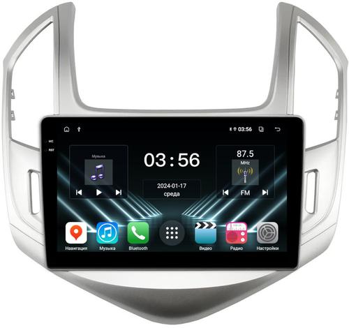 Магнитола для Chevrolet Cruze 1 2012-2015 (рамка серебро) - FarCar DX261M монитор 9.5" IPS на Android 13, 4+64Гб, CarPlay