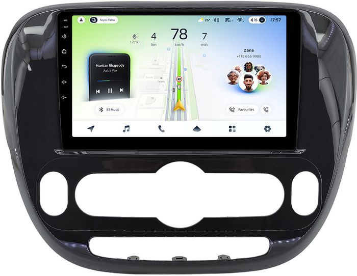 Магнитола для KIA Soul 2 2014-2019 (климат, рамка глянцевая) - Teyes CC4L монитор 9" IPS на Android 14, Snapdragon 662, CarPlay, 4G SIM-слот