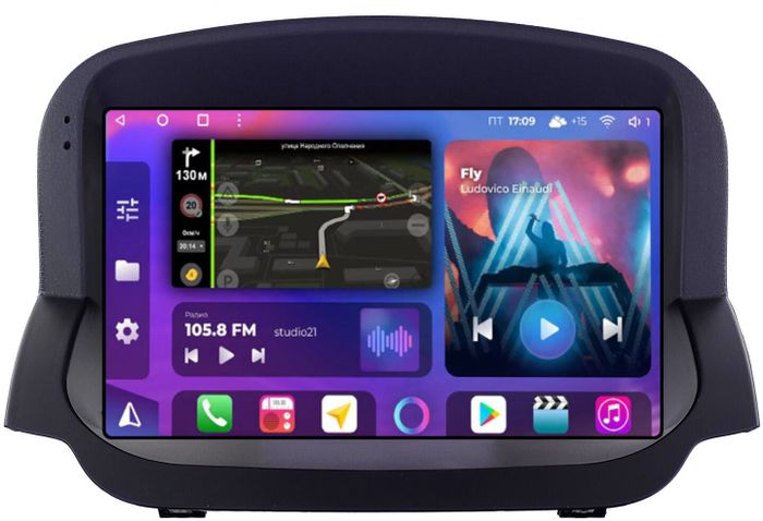 Магнитола для Ford EcoSport 2014-2017 (рамка под кожу) - FarCar BM9-7026K монитор 9.5" QLED на Android 14, TS10, 4+32Гб, CarPlay, 4G SIM-слот