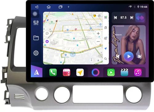 Магнитола для Honda Civic 8 4d 2005-2012 (левый руль, рамка 10) - FarCar BX877 монитор 13" 2K QLED на Android 13, TS10, 6+128, CarPlay, 4G SIM-слот