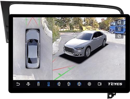 Магнитола для Volkswagen Golf 7 2012-2020 (рамка черный глянец) - Teyes CC3-2K-360 монитор 13" 2K QLED на Android 10, 6Гб+128Гб, CarPlay, 4G SIM-слот, 4 камеры в комплекте