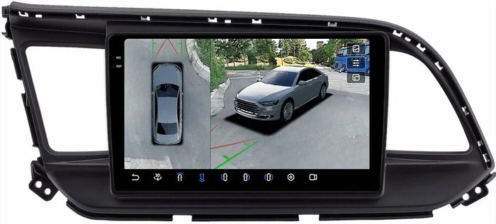Магнитола для Hyundai Elantra 6 2018-2020 (штатная КЗВ) - FarCar BX1159M-360 монитор 9.5" 2K QLED на Android 13, 6Гб+128Гб, CarPlay, 4G SIM-слот, 4 камеры в комплекте