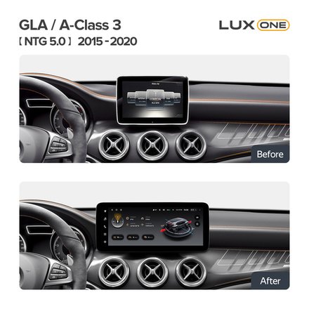 Магнитола для Mercedes-Benz A-класс (W176) 2015-2018 NTG 5.0/5.1 - Teyes LUX ONE монитор 12.3", Android 10, 6Гб+128Гб, CarPlay, 4G SIM-слот