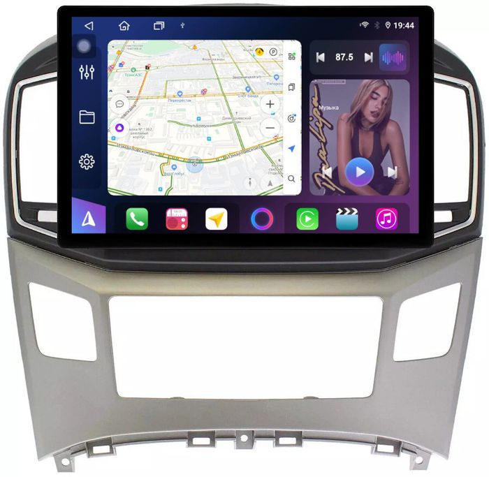 Магнитола для Hyundai H1, Grand Starex 2015-2022 (ШГУ монохром) - FarCar BX877 монитор 13" 2K QLED на Android 13, Быстрая, CarPlay, 4G SIM-слот