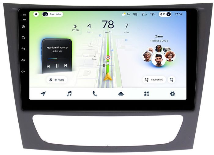 Магнитола для Mercedes-Benz E W211 2002-2010, CLS C219 - Teyes CC4L-DTS монитор 9" IPS на Android 14, Быстрая, Snapdragon 662, CarPlay, 4G SIM-слот
