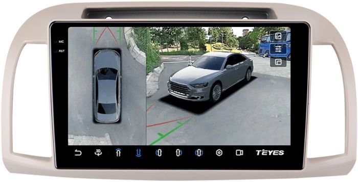 Магнитола для Nissan March K12 / Micra K12 / 2002-2010 - Teyes CC3-2K-360 монитор 9.5" 2K QLED на Android 10, Быстрая, CarPlay, 4G SIM-слот, 4 камеры в комплекте