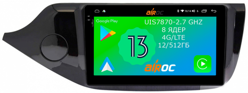 Магнитола для KIA Ceed 2 (JD) 2012-2018 (рамка глянцевая) - Airoc 2K AU-2328 на Android 13, TS20, 12/512Гб, SIM-слот