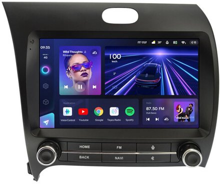 Магнитола для KIA Cerato 3 2013-2019 (рамка с крутилками) - Teyes CC3 монитор 9" QLED на Android 10, ТОП процессор, 4+32Гб, CarPlay, 4G SIM-слот