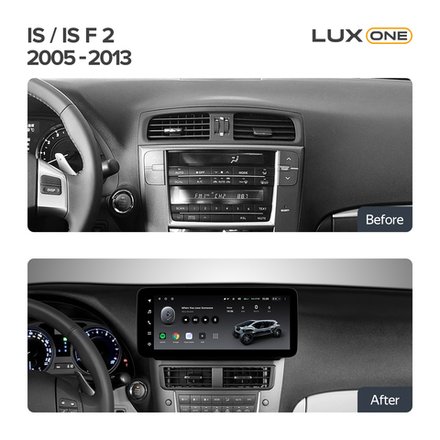 Магнитола для Lexus IS250 XE20 2005-2013 (ШГУ монохром, рамка LUX) - Teyes LUX ONE 360 монитор 12.3" 2K QLED на Android 10, 6/128Гб, CarPlay, 4G SIM-слот, 4 камеры в комплекте