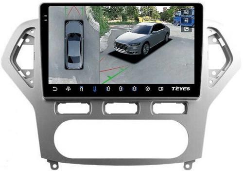 Магнитола для Ford Mondeo 4 2007-2010 (рамка серебро) - Teyes CC3-2K-360 на Android 10, 2K QLED, 6Гб+128Гб, CarPlay, 4G SIM-слот, 4 камеры в комплекте