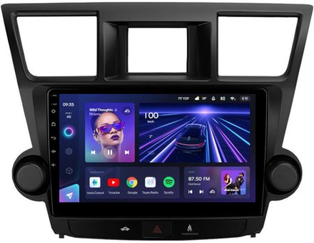 Магнитола для Toyota Highlander 2 U40 2007-2013 (крутилки активные) - Teyes CC3 на Android 10, QLED, ТОП процессор, 4Гб+32Гб, CarPlay, 4G SIM-слот