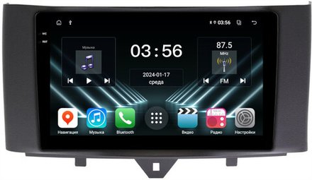 Магнитола для Smart ForTwo W451 2010-2015 - FarCar DX9-9653F1 монитор 9.5" IPS на Android 13, 4+64Гб, CarPlay