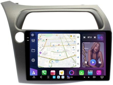 Магнитола для Honda Civic 8 хэтчбэк 2006-2011 левый руль - FarCar XXL3233M монитор 9.5" 2K QLED на Android 14, TS20, 8+256Гб, CarPlay, 4G SIM-слот