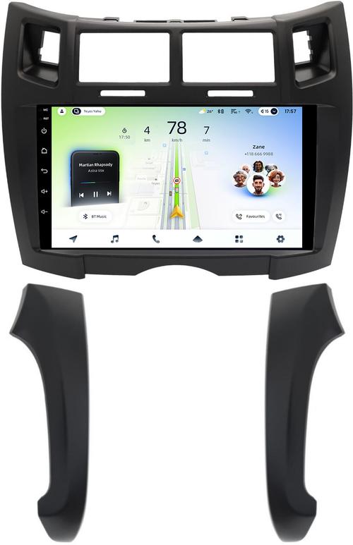 Магнитола для Toyota Vitz 2, Yaris 2 2005-2011 (рамка черная тип 2) - Teyes CC4L монитор 9" IPS на Android 14, Snapdragon 662, CarPlay, 4G SIM-слот