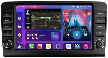 Магнитола для Mercedes-Benz GL X164, ML W164 2005-2012 (рамка с крутилками и кнопками) - FarCar XXL9-7092F2 монитор 9.5" 2K QLED на Android 14, TS20, 8+256Гб, CarPlay, 4G SIM-слот