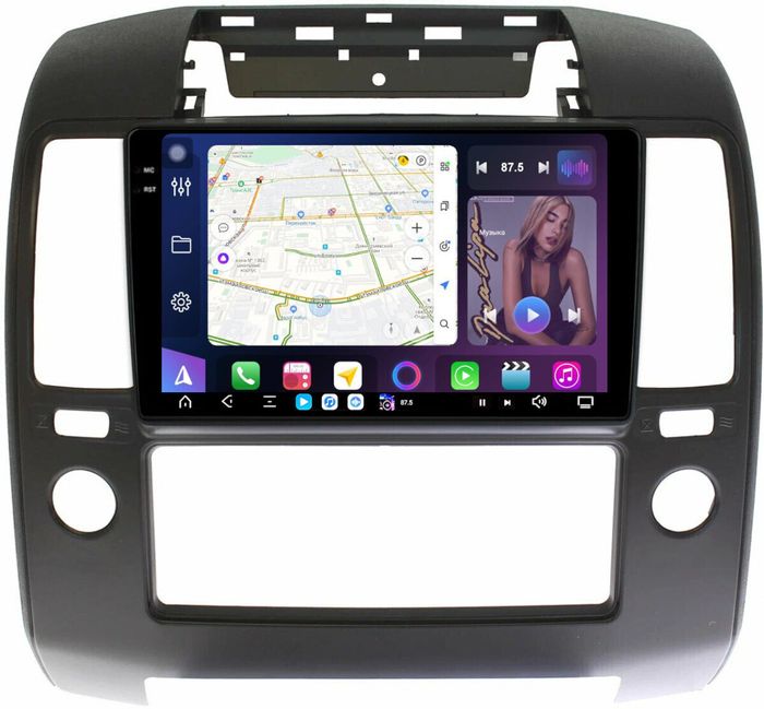 Магнитола для Nissan Navara D40 2004-2014 (кондиционер) - FarCar GX3066M монитор 9.5" 2K QLED на Android 14, TS20, 6+128Гб, CarPlay, 4G SIM-слот
