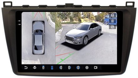 Магнитола для Mazda 6 GH 2007-2012 - FarCar BX012M-360 монитор 9.5" 2K QLED на Android 13, 6Гб+128Гб, CarPlay, 4G SIM-слот, 4 камеры в комплекте