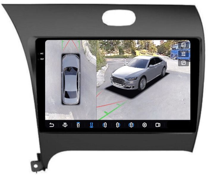 Магнитола для KIA Cerato 3 2013-2018 - FarCar BX280M-360 монитор 9.5" 2K QLED на Android 13, 6Гб+128Гб, CarPlay, 4G SIM-слот, 4 камеры в комплекте