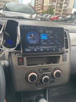 Магнитола для Nissan Tiida C11 2004-2013 (кондиционер/климат с прямоугольным экранчиком, рамка серая) - Teyes CC4-PRO монитор 9.5" 2K QLED на Android 13, Snapdragon 778G, ИИ, CarPlay, DSP, 4G SIM-слот