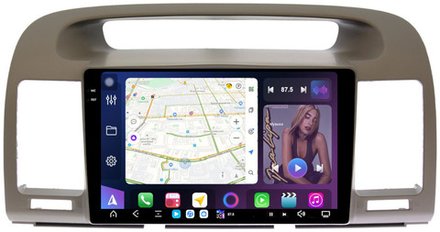 Магнитола для Toyota Camry 30 2001-2006 (рамка оливковая) - FarCar XXL9-8200L монитор 9.5" 2K QLED на Android 14, TS20, 8+256Гб, CarPlay, 4G SIM-слот