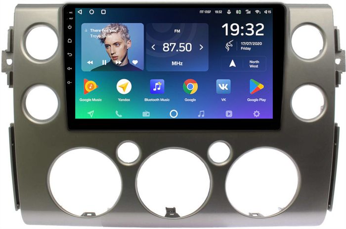 Магнитола для Toyota FJ Cruiser 2005-2022 (рамка серая) - Teyes CC2 PLUS монитор 9" QLED на Android 10, ТОП процессор, 4Гб+64Гб, 4G SIM-слот