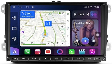 Магнитола для Volkswagen T5, T6, Tiguan, Passat, Polo, Jetta, Amarok, Golf и др., Skoda Fabia, Rapid - FarCar XL836 на Android 13, QLED, 8 ядер (TS18), 6+128Гб, CarPlay, 4G SIM-слот