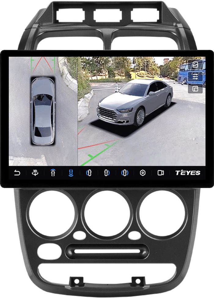 Магнитола для Hyundai Accent 2000-2011 (рамка 3 кнопки) - Teyes CC3-2K-360 монитор 13" 2K QLED на Android 10, Быстрая, CarPlay, 4G SIM-слот, 4 камеры в комплекте