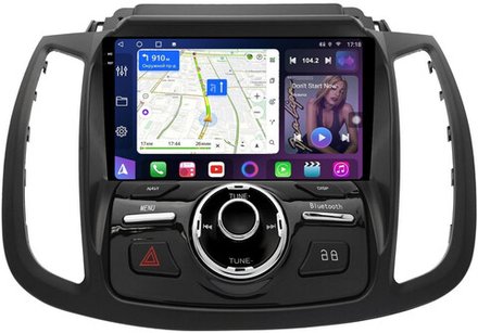Магнитола для Ford Kuga 2 2017-2019 (SYNC 3, рамка с кнопками тип 2) - FarCar BM9-2K-8029F2B монитор 9.5" 2K QLED на Android 14, TS10, 4+32Гб, CarPlay, 4G SIM-слот