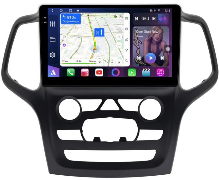 Магнитола для Jeep Grand Cherokee WK2 2013-2021 (ШГУ 5") - FarCar 9564F2 монитор 9.5" QLED на Android 14, TS18, CarPlay, 4G SIM-слот