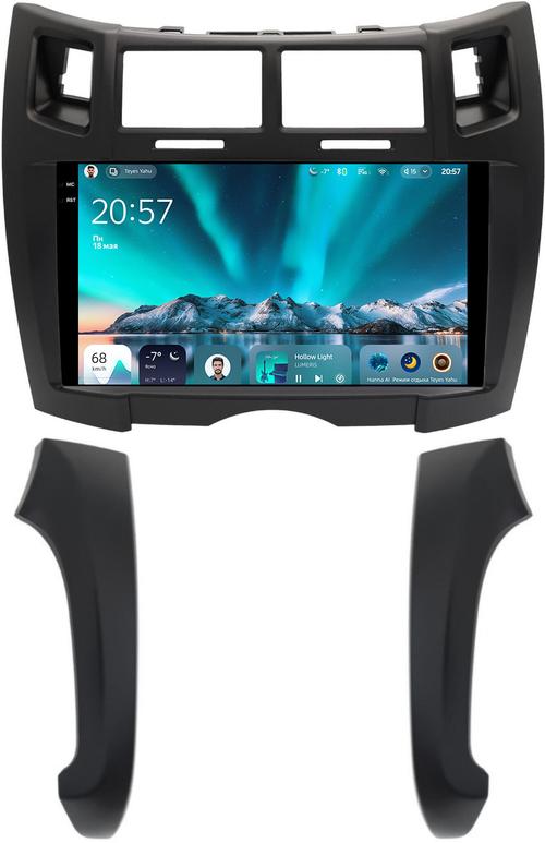 Магнитола для Toyota Vitz 2, Yaris 2 2005-2011 (рамка черная тип 2) - Teyes CC4 монитор 9.2" 2K QLED на Android 14, Snapdragon 680, DSP, CarPlay, 4G SIM-слот