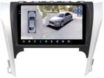 Магнитола для Toyota Camry 50 2011-2014 (рамка серебристо-черная) - FarCar BX9-360-7048B9 монитор 9.5" 2K QLED на Android 13, Быстрая, CarPlay, 4G SIM-слот, 4 камеры в комплекте