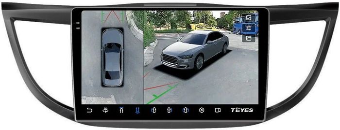 Магнитола для Honda CR-V 4 2012-2016 (большая рамка 10) - Teyes CC3-2K-360 на Android 10, 2K QLED, 6Гб+128Гб, CarPlay, 4G SIM-слот, 4 камеры в комплекте