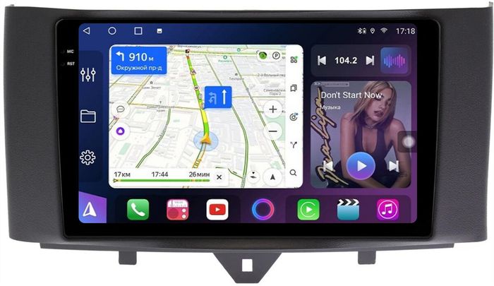 Магнитола для Smart ForTwo W451 2010-2015 - FarCar BM9-2K-9653F1 монитор 9.5" 2K QLED на Android 14, Быстрая, CarPlay, 4G SIM-слот