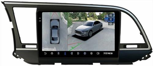 Магнитола для Hyundai Elantra 6 2016-2018 (без штатной КЗВ, рамка тип 1) - Teyes CC3-2K-360 монитор 9.5" 2K QLED на Android 10, 6Гб+128Гб, CarPlay, 4G SIM-слот, 4 камеры в комплекте